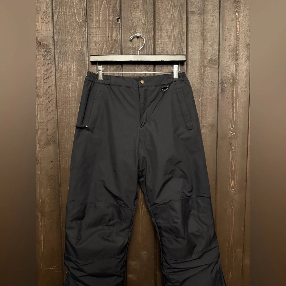 Lands End Kids Ski Snow Board Pants Sz 16 Grow-A-Longs Insulated Black Nylon